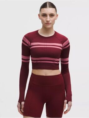 Lululemon Swiftly Tech Cropped Long-Sleeve Shirt 2.0 *Stripe